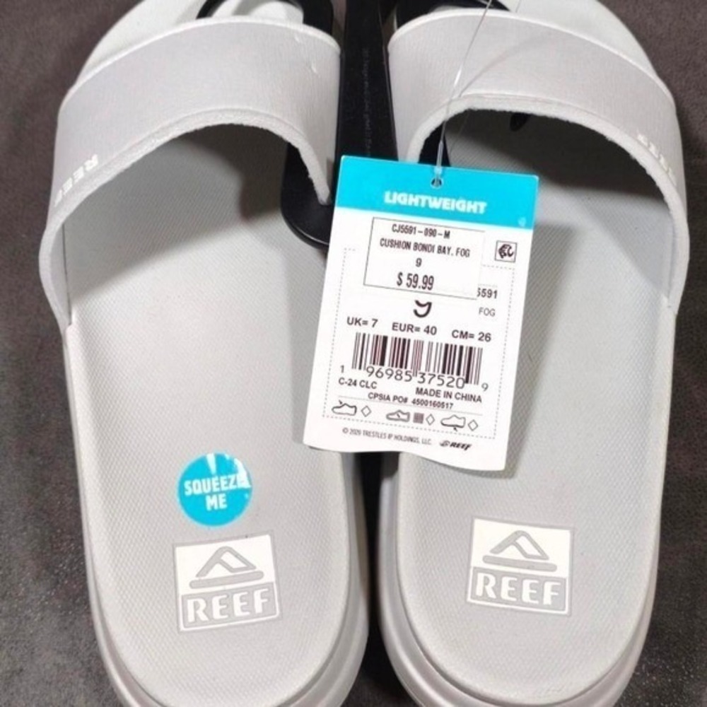 Reef Cushion Bondi Bay  Womens 9 Fog Grey Lightweight Slide Sandals CJ5591-090